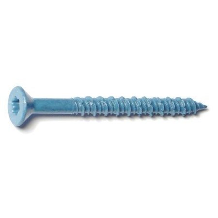 TORQUEMASTER Masonry Screw, 1/4" Dia., Flat, 2 3/4 in L, Steel Blue Ruspert, 100 PK 54249